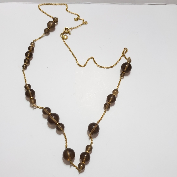 J. Crew Jewelry - J Crew Glass Bead Gold Necklace